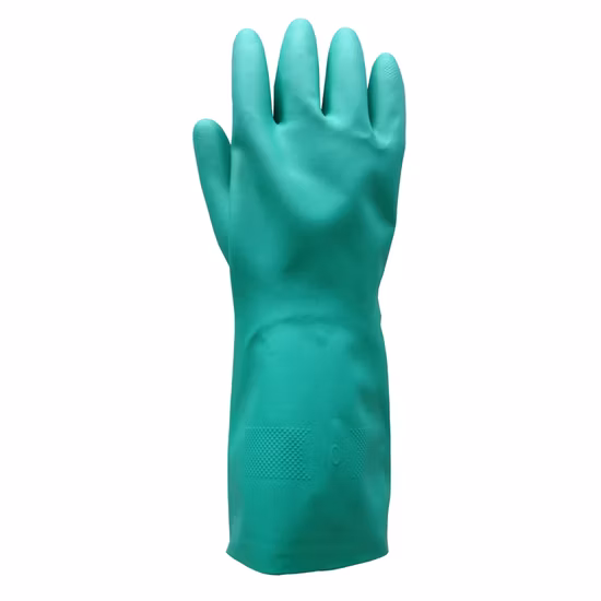 Guanti da lavoro di sicurezza industriale riutilizzabili resistenti al 100% in gomma nitrilica verde resistente agli agenti chimici Luvas Guantes En420 En374